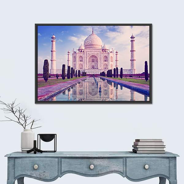 Taj Mahal In Agra Vertical Canvas Wall Art-3 Vertical-Gallery Wrap-12" x 25"-Tiaracle