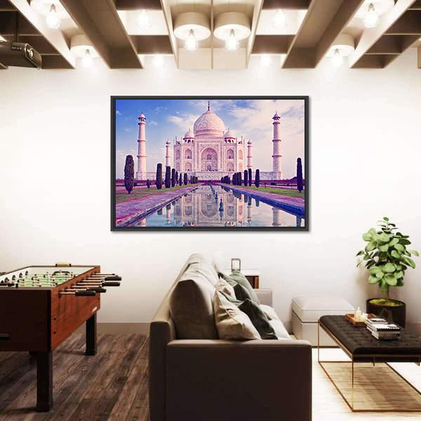 Taj Mahal In Agra Vertical Canvas Wall Art-3 Vertical-Gallery Wrap-12" x 25"-Tiaracle