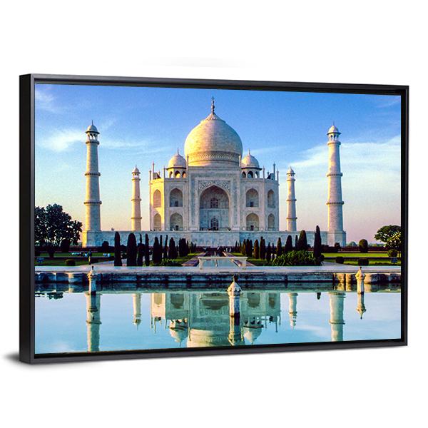 Taj Mahal In Early Morning Canvas Wall Art-3 Horizontal-Gallery Wrap-25" x 16"-Tiaracle