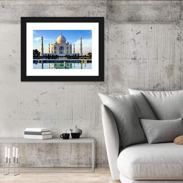 Taj Mahal In Early Morning Canvas Wall Art-3 Horizontal-Gallery Wrap-25" x 16"-Tiaracle