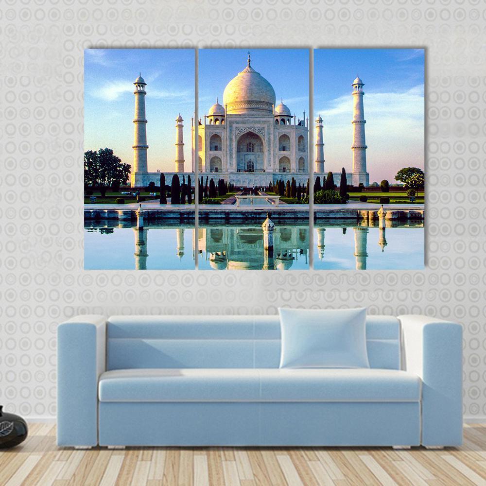 Taj Mahal In Early Morning Canvas Wall Art-3 Horizontal-Gallery Wrap-37" x 24"-Tiaracle
