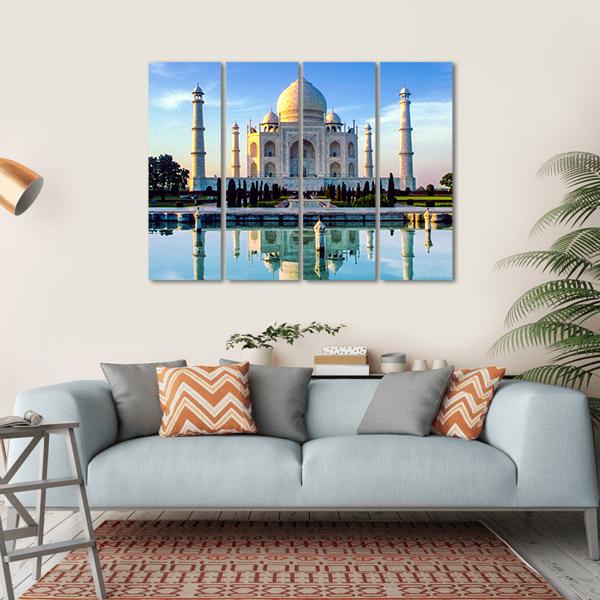 Taj Mahal In Early Morning Canvas Wall Art-4 Horizontal-Gallery Wrap-34" x 24"-Tiaracle