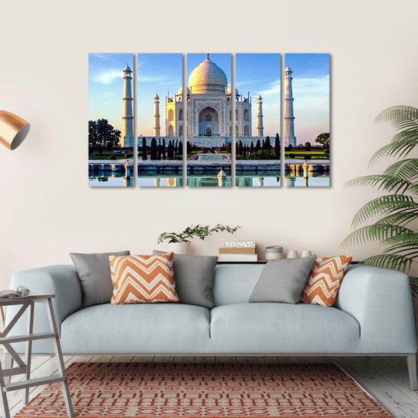 Taj Mahal In Early Morning Canvas Wall Art-5 Horizontal-Gallery Wrap-22" x 12"-Tiaracle