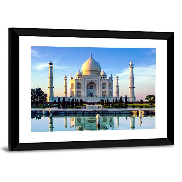 Taj Mahal In Early Morning Vertical Canvas Wall Art-3 Vertical-Gallery Wrap-12" x 25"-Tiaracle