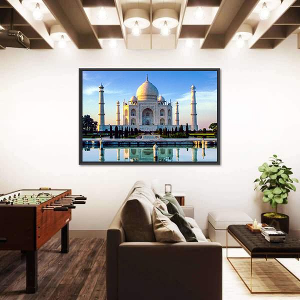 Taj Mahal In Early Morning Vertical Canvas Wall Art-3 Vertical-Gallery Wrap-12" x 25"-Tiaracle