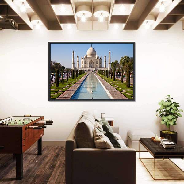 Taj Mahal In India Canvas Wall Art-5 Horizontal-Gallery Wrap-22" x 12"-Tiaracle