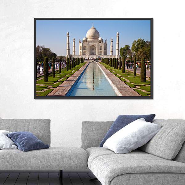Taj Mahal In India Canvas Wall Art-1 Piece-Floating Frame-24" x 16"-Tiaracle