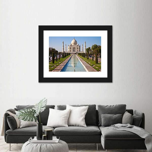 Taj Mahal In India Canvas Wall Art-1 Piece-Framed Print-20" x 16"-Tiaracle