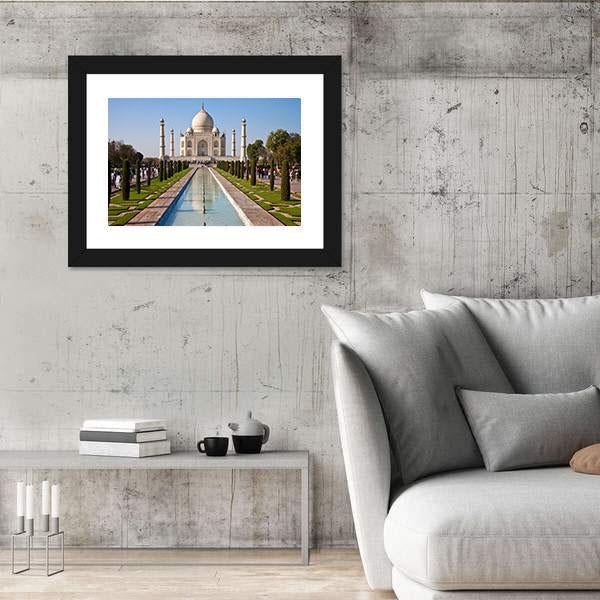 Taj Mahal In India Canvas Wall Art-5 Horizontal-Gallery Wrap-22" x 12"-Tiaracle