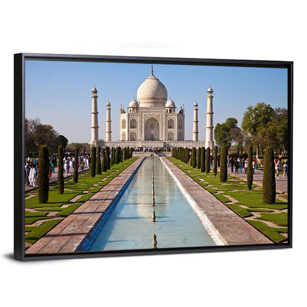 Taj Mahal In India Canvas Wall Art-5 Horizontal-Gallery Wrap-22" x 12"-Tiaracle