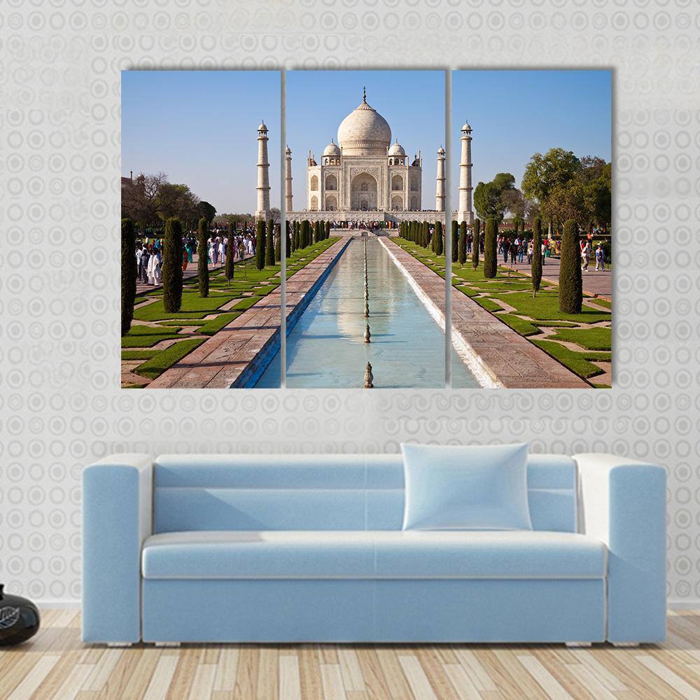 Taj Mahal In India Canvas Wall Art-3 Horizontal-Gallery Wrap-37" x 24"-Tiaracle