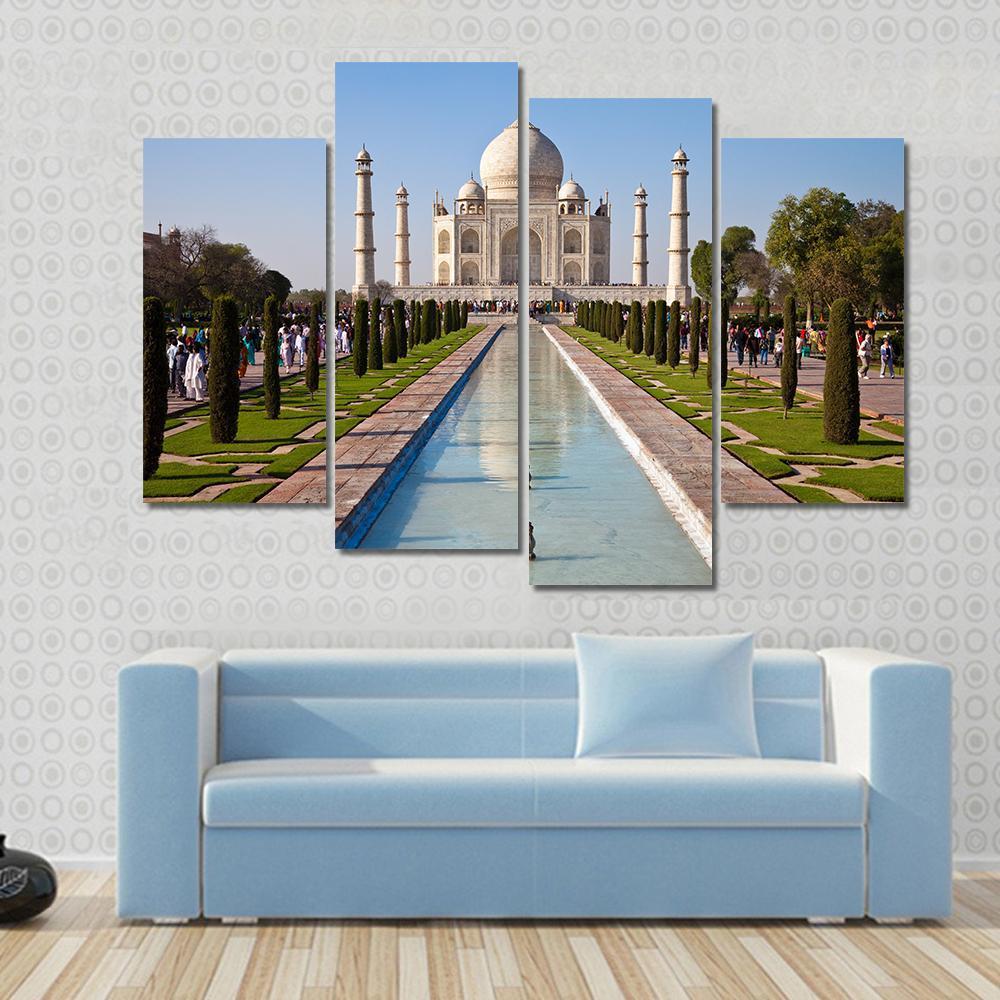 Taj Mahal In India Canvas Wall Art-4 Pop-Gallery Wrap-50" x 32"-Tiaracle