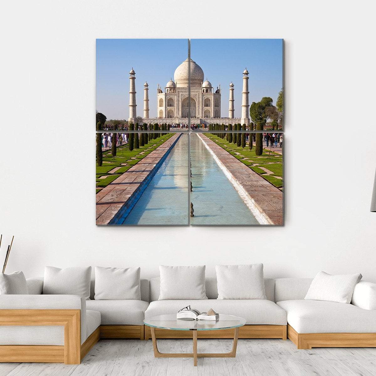 Taj Mahal In India Canvas Wall Art-4 Square-Gallery Wrap-17" x 17"-Tiaracle