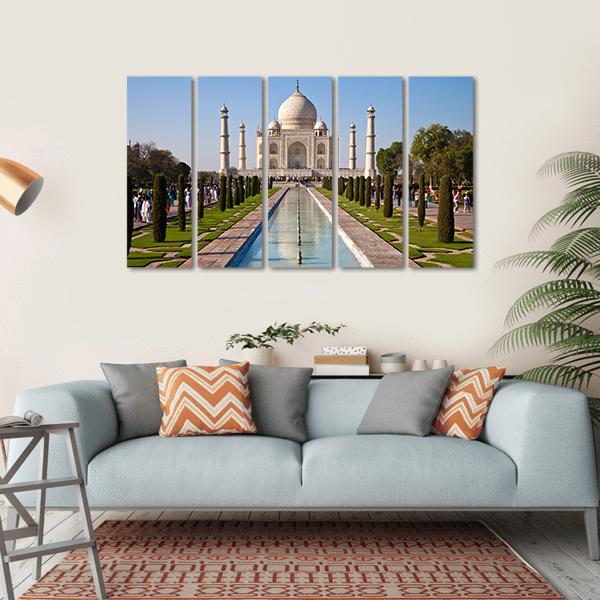 Taj Mahal In India Canvas Wall Art-5 Horizontal-Gallery Wrap-22" x 12"-Tiaracle