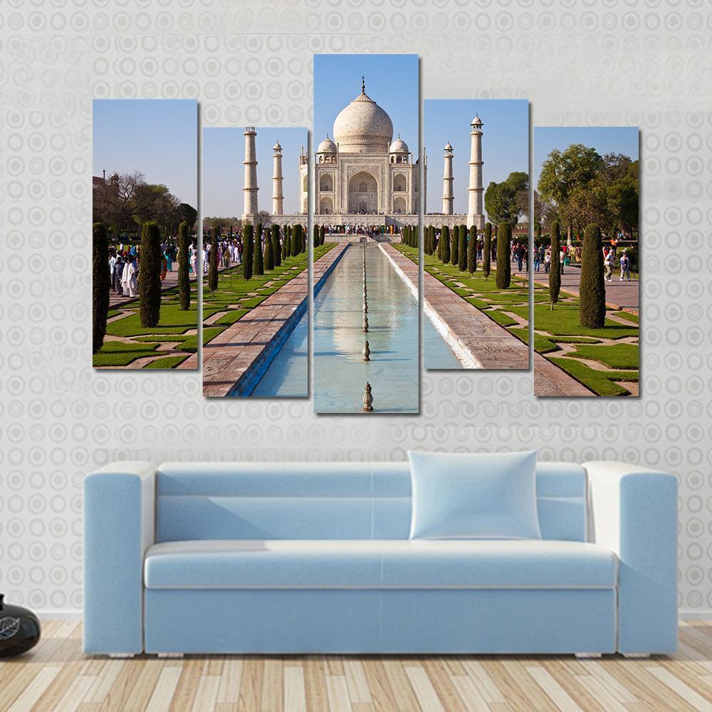 Taj Mahal In India Canvas Wall Art-5 Pop-Gallery Wrap-47" x 32"-Tiaracle
