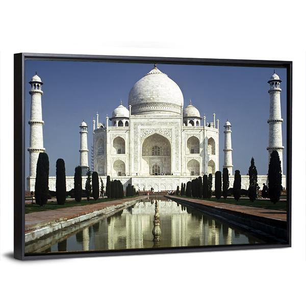 Taj Mahal In Morning Canvas Wall Art-3 Horizontal-Gallery Wrap-25" x 16"-Tiaracle