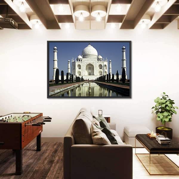 Taj Mahal In Morning Canvas Wall Art-3 Horizontal-Gallery Wrap-25" x 16"-Tiaracle