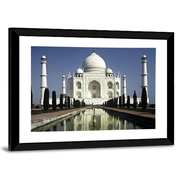 Taj Mahal In Morning Canvas Wall Art-3 Horizontal-Gallery Wrap-25" x 16"-Tiaracle
