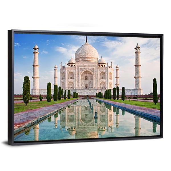 Taj Mahal In Sunrise Light Canvas Wall Art-3 Horizontal-Gallery Wrap-25" x 16"-Tiaracle