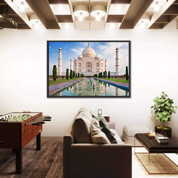 Taj Mahal In Sunrise Light Canvas Wall Art-3 Horizontal-Gallery Wrap-25" x 16"-Tiaracle