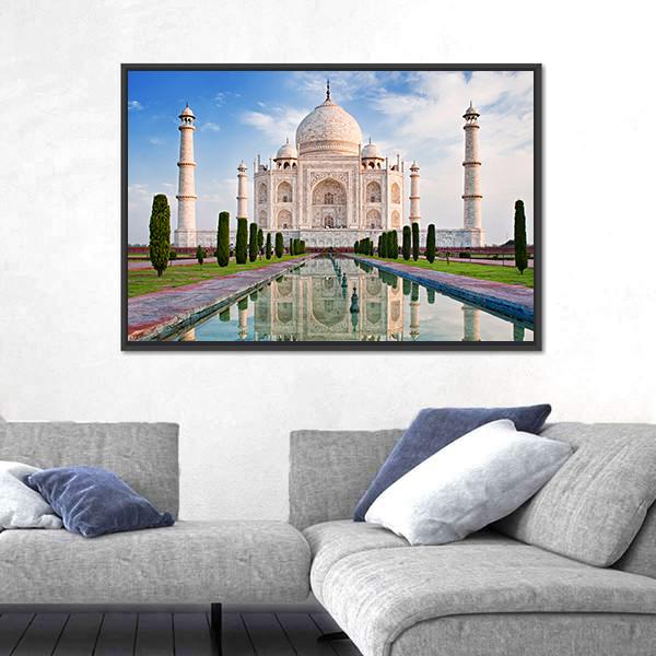 Taj Mahal In Sunrise Light Canvas Wall Art-1 Piece-Floating Frame-24" x 16"-Tiaracle
