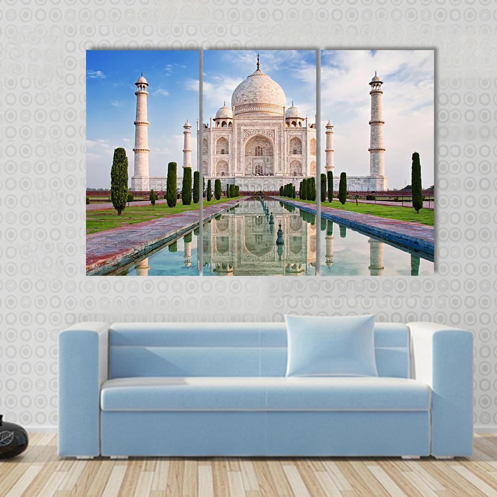 Taj Mahal In Sunrise Light Canvas Wall Art-3 Horizontal-Gallery Wrap-37" x 24"-Tiaracle