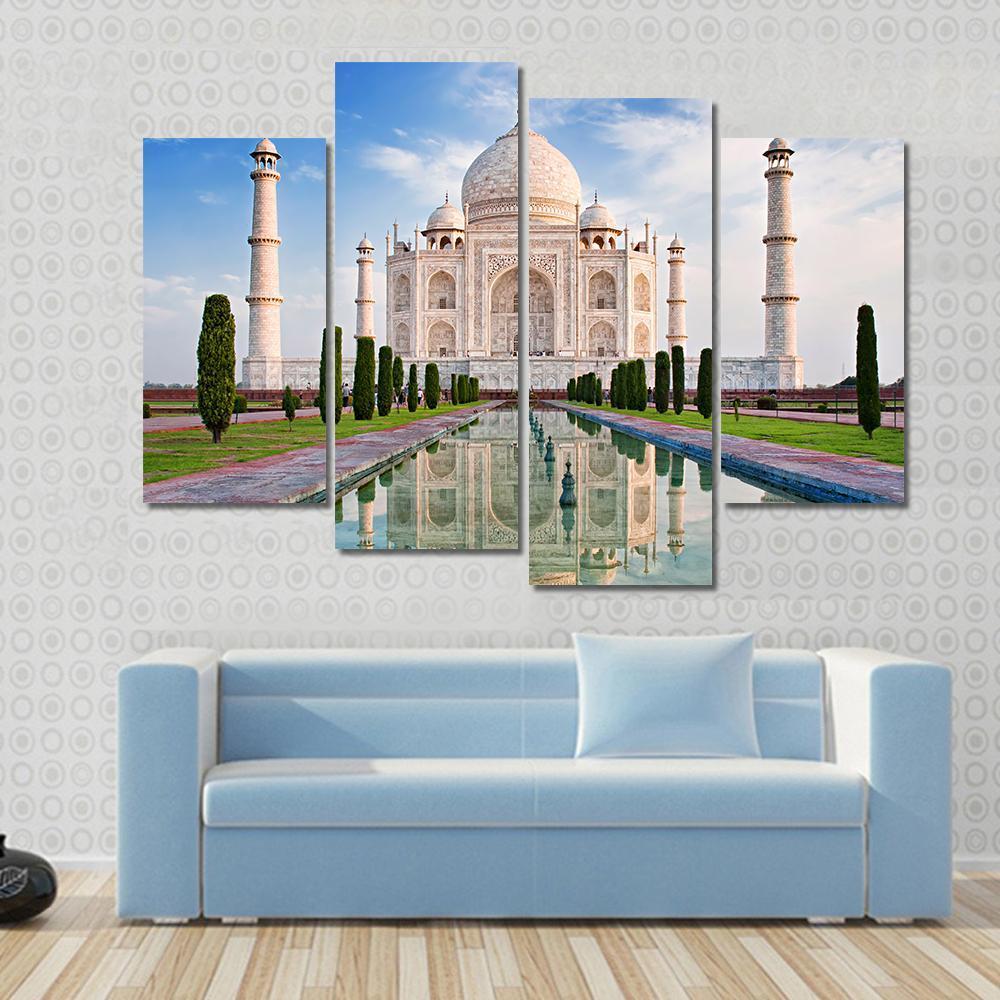 Taj Mahal In Sunrise Light Canvas Wall Art-4 Pop-Gallery Wrap-50" x 32"-Tiaracle