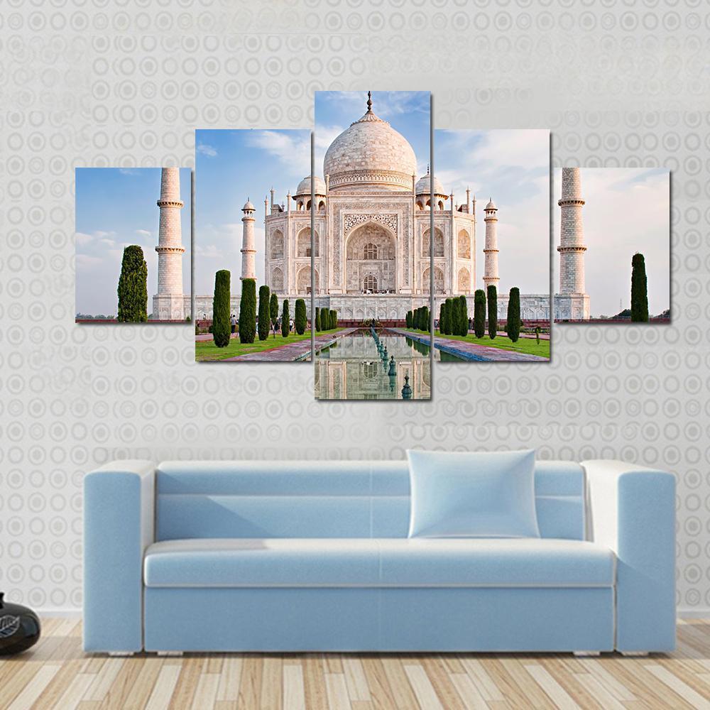 Taj Mahal In Sunrise Light Canvas Wall Art-5 Pop-Gallery Wrap-47" x 32"-Tiaracle