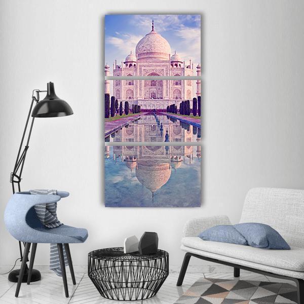 Taj Mahal In Agra Vertical Canvas Wall Art-3 Vertical-Gallery Wrap-12" x 25"-Tiaracle