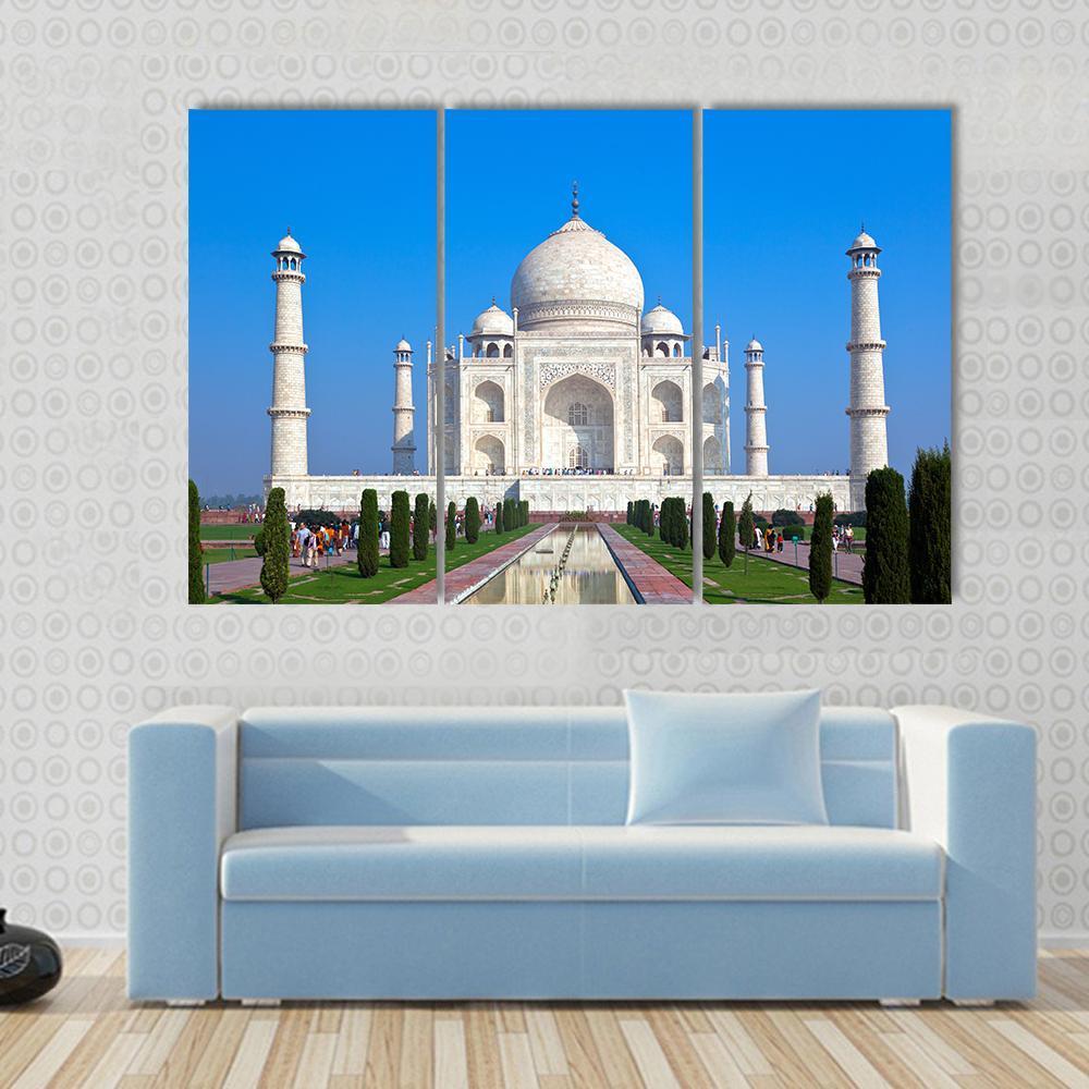 Taj Mahal Canvas Wall Art-3 Horizontal-Gallery Wrap-37" x 24"-Tiaracle