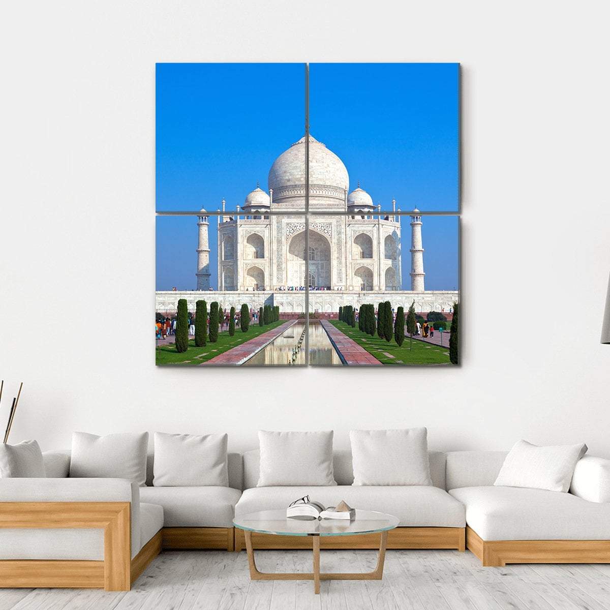 Taj Mahal Canvas Wall Art-4 Square-Gallery Wrap-17" x 17"-Tiaracle