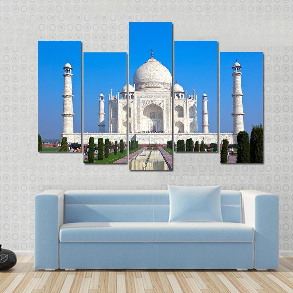 Taj Mahal Canvas Wall Art-5 Pop-Gallery Wrap-47" x 32"-Tiaracle
