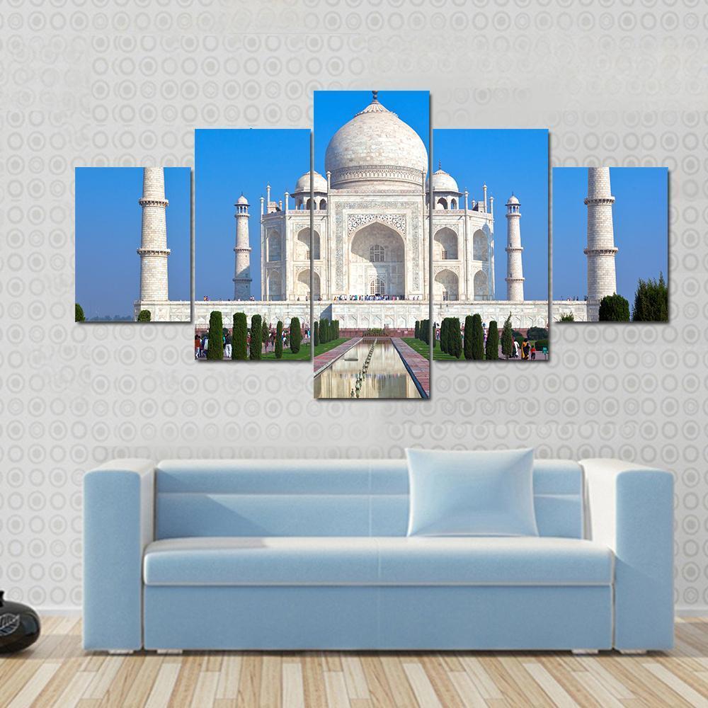 Taj Mahal Canvas Wall Art-5 Star-Gallery Wrap-62" x 32"-Tiaracle