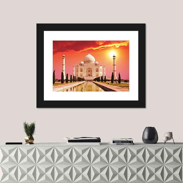 Taj Mahal Palace Canvas Wall Art-1 Piece-Framed Print-20" x 16"-Tiaracle