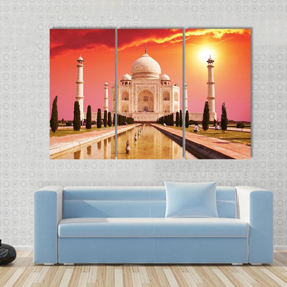 Taj Mahal Palace Canvas Wall Art-3 Horizontal-Gallery Wrap-37" x 24"-Tiaracle