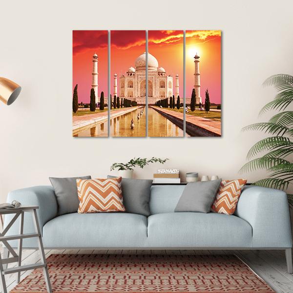 Taj Mahal Palace Canvas Wall Art-4 Horizontal-Gallery Wrap-34" x 24"-Tiaracle