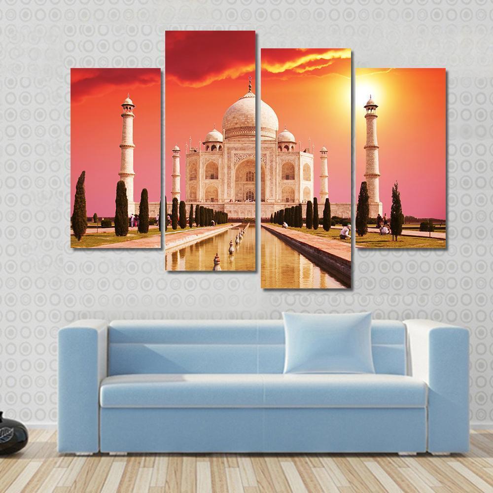 Taj Mahal Palace Canvas Wall Art-4 Pop-Gallery Wrap-50" x 32"-Tiaracle