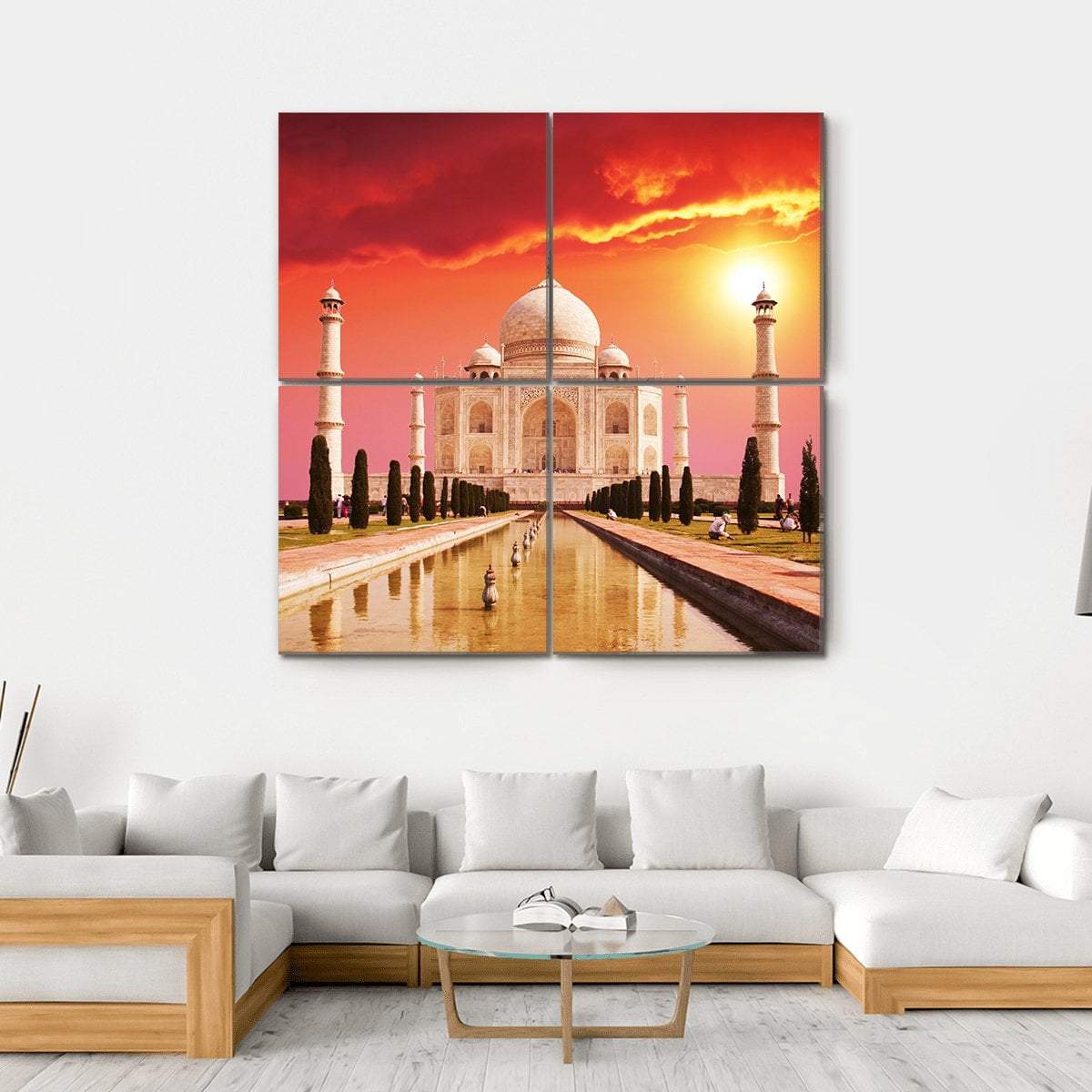 Taj Mahal Palace Canvas Wall Art-4 Square-Gallery Wrap-17" x 17"-Tiaracle