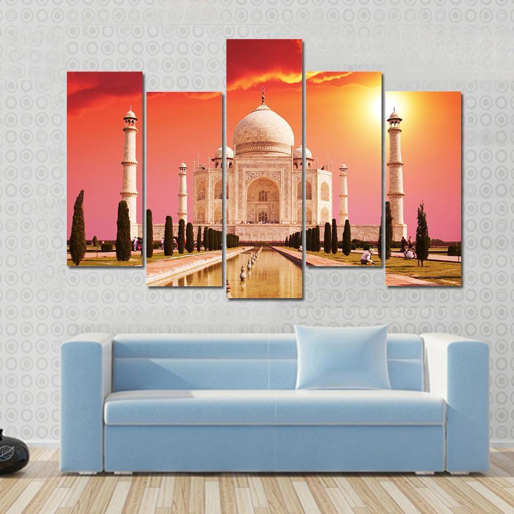 Taj Mahal Palace Canvas Wall Art-5 Pop-Gallery Wrap-47" x 32"-Tiaracle