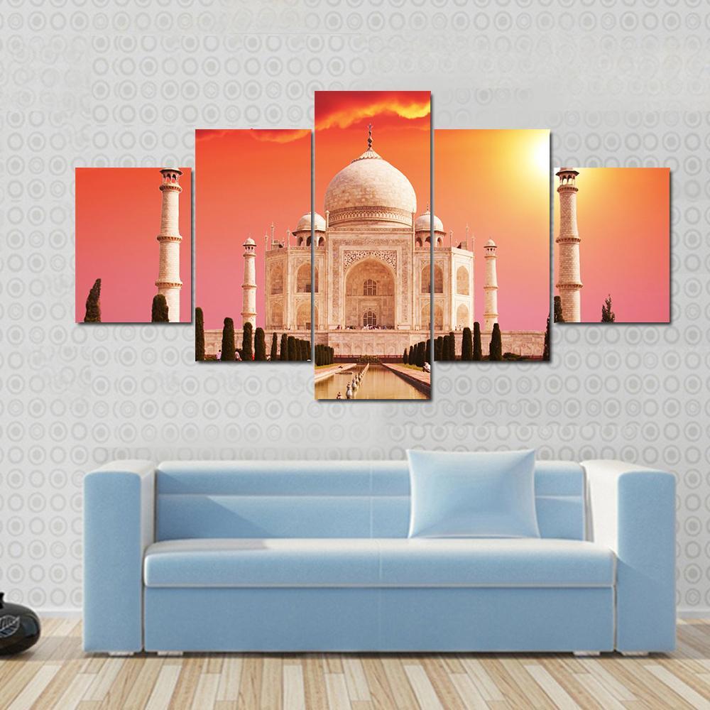 Taj Mahal Palace Canvas Wall Art-5 Star-Gallery Wrap-62&quot; x 32&quot;-Tiaracle