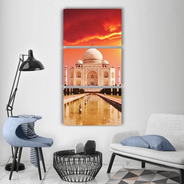 Taj Mahal Palace Vertical Canvas Wall Art-3 Vertical-Gallery Wrap-12" x 25"-Tiaracle
