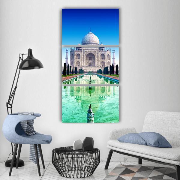 Beautiful Taj Mahal Vertical Canvas Wall Art-3 Vertical-Gallery Wrap-12" x 25"-Tiaracle