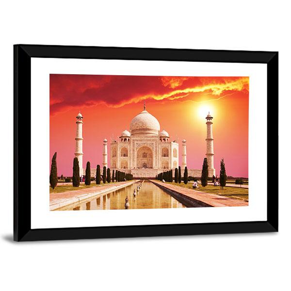 Taj Mahal Palace Vertical Canvas Wall Art-3 Vertical-Gallery Wrap-12" x 25"-Tiaracle