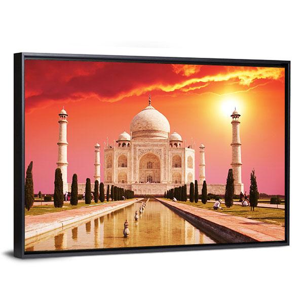 Taj Mahal Palace Vertical Canvas Wall Art-3 Vertical-Gallery Wrap-12" x 25"-Tiaracle