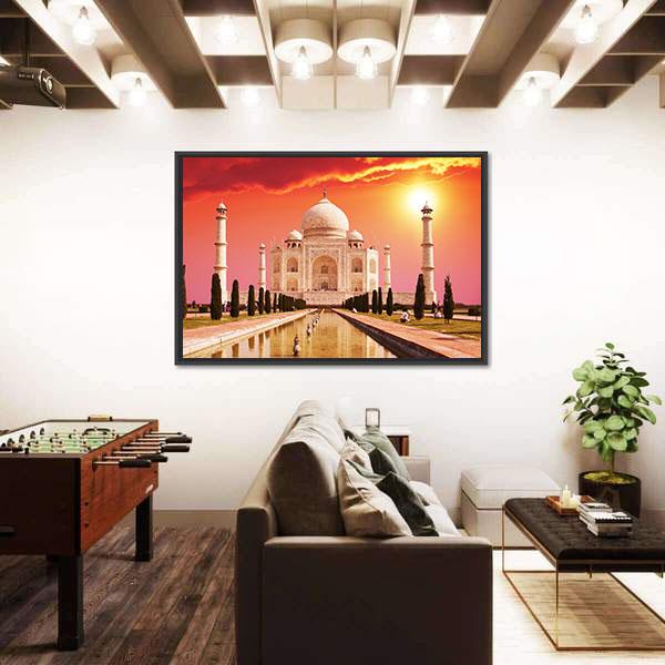 Taj Mahal Palace Vertical Canvas Wall Art-3 Vertical-Gallery Wrap-12" x 25"-Tiaracle