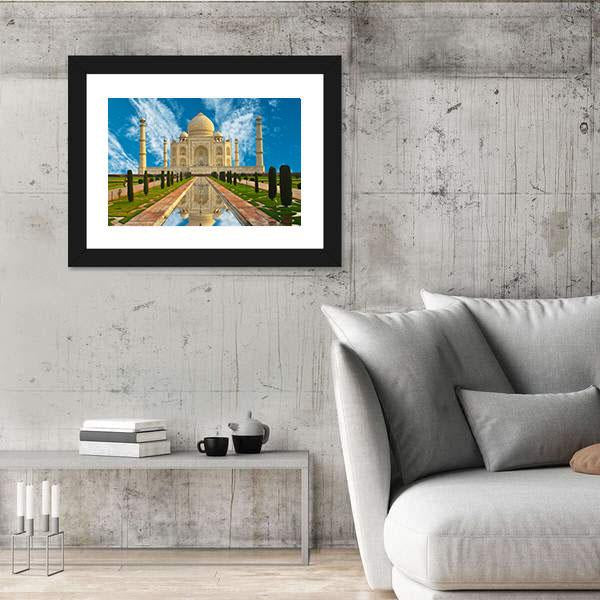 Taj Mahal Reflection In Water Agra India Canvas Wall Art-3 Horizontal-Gallery Wrap-25" x 16"-Tiaracle
