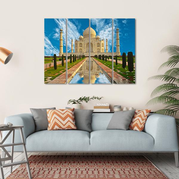 Taj Mahal Reflection In Water Agra India Canvas Wall Art-4 Horizontal-Gallery Wrap-34" x 24"-Tiaracle