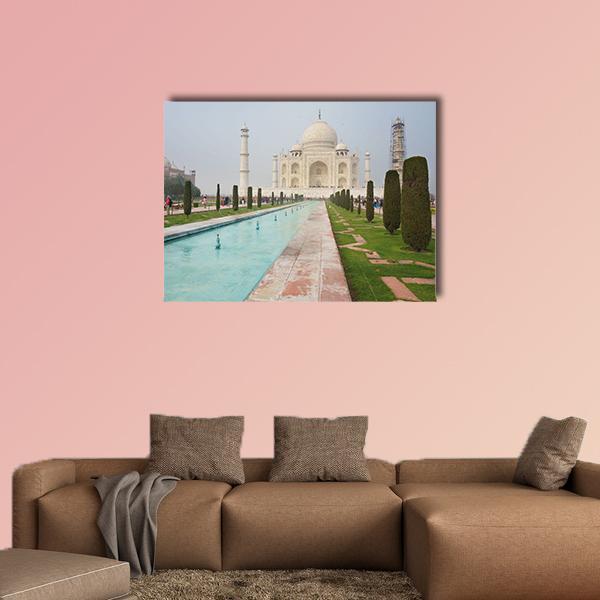 Taj Mahal View Canvas Wall Art-1 Piece-Gallery Wrap-36" x 24"-Tiaracle