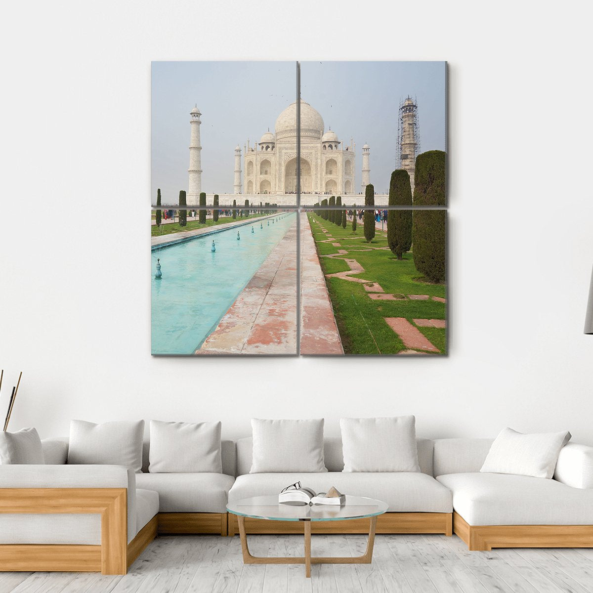 Taj Mahal View Canvas Wall Art-4 Square-Gallery Wrap-17" x 17"-Tiaracle