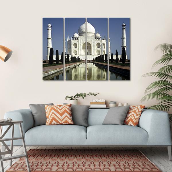 Taj Mahal In Morning Canvas Wall Art-4 Horizontal-Gallery Wrap-34" x 24"-Tiaracle